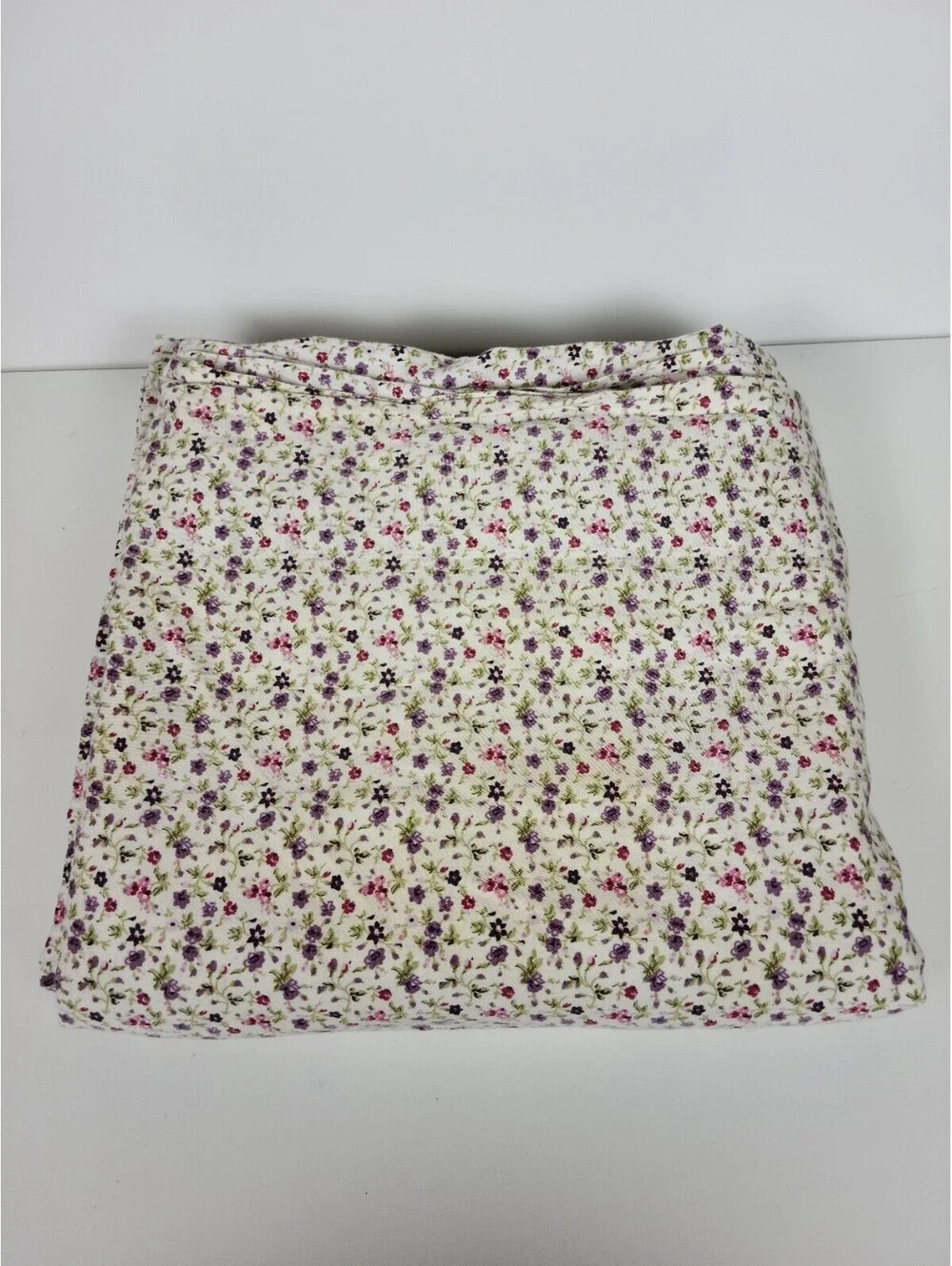 Laura Ashley Pink And Purple Floral Cotton King Flat Sheet